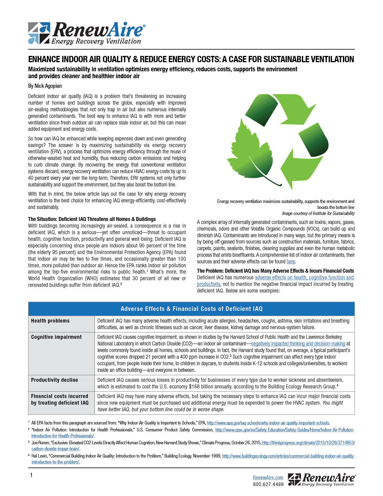 Sustainable ventilation