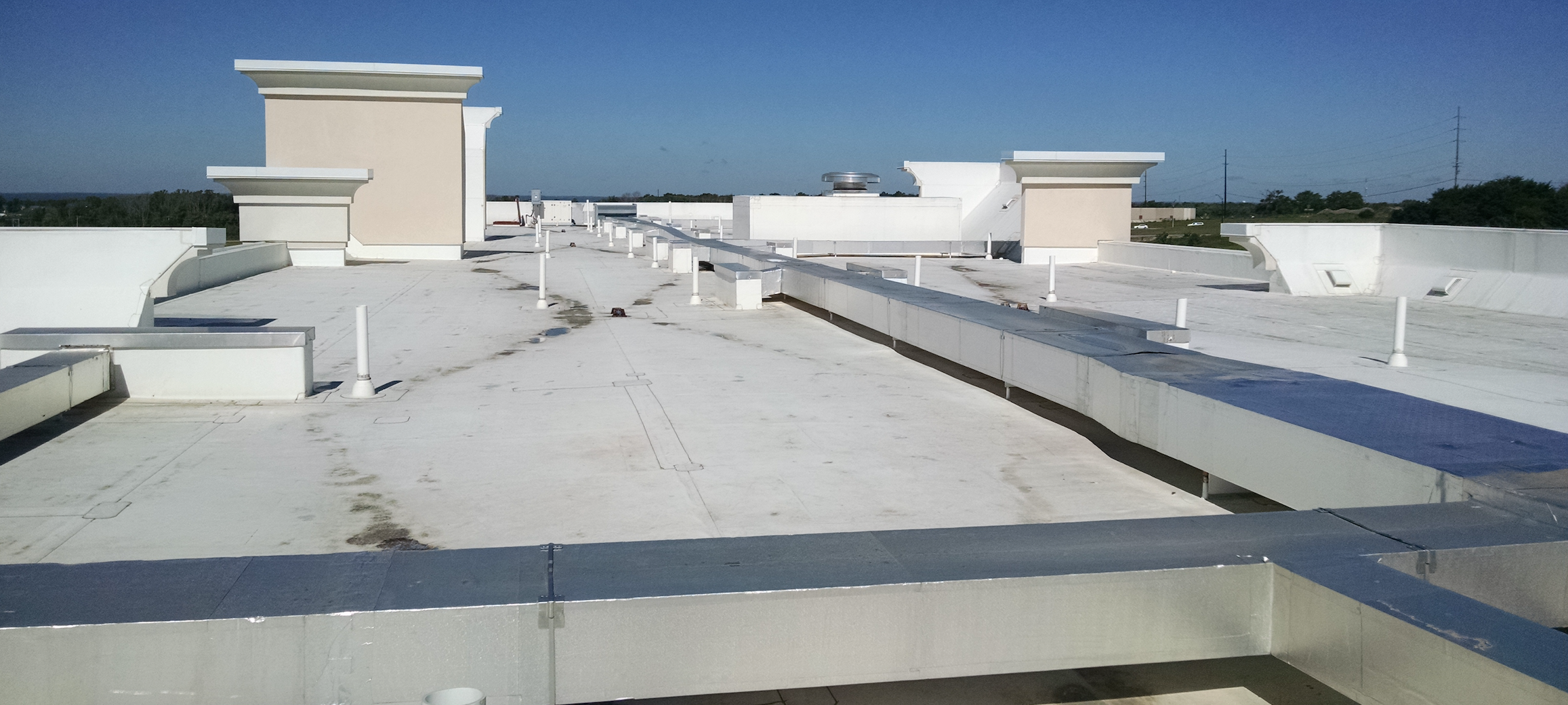 Rooftop ductwork of the Hilton Garden Inn's HVAC system