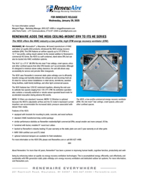 RENEWAIRE ADDS THE HE05 COMMERCIAL ERV TO ITS HE SERIES PRODUCT LINE