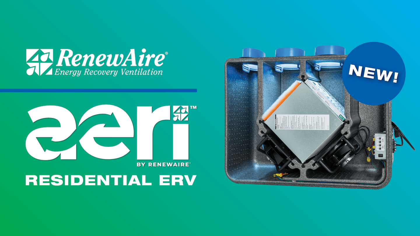 Aeri is a top port energy recovery ventilator (ERV) made from EPP foam and designed for single and multi-family homes.