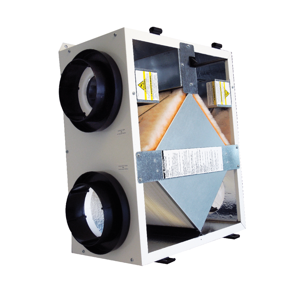 The RenewAire EV90 energy recovery ventilator (ERV) is designed for residential spaces. This ERV has an airflow range of 40–110 CFM.