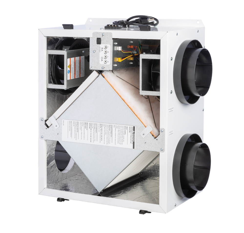 The RenewAire EV Premium M energy recovery ventilator (ERV) is designed for residential spaces. This ERV has an airflow range of 30–225 CFM.