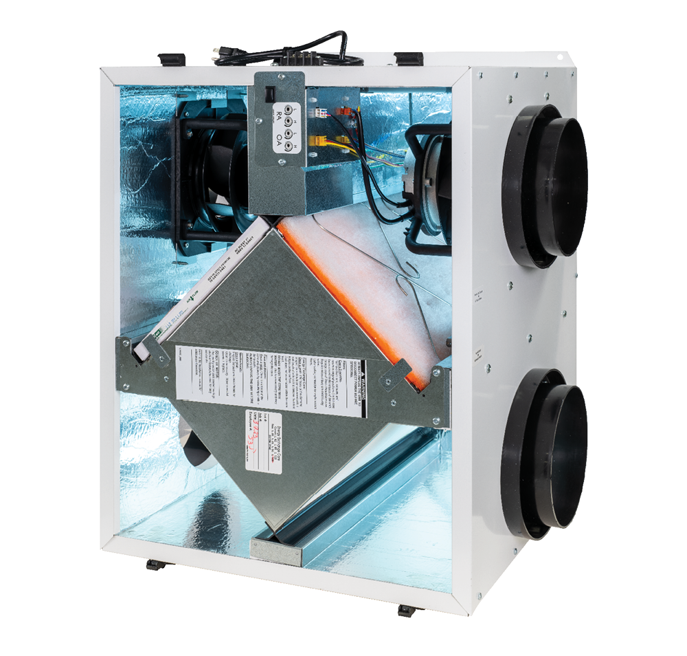 The RenewAire EV Premium X energy recovery ventilator (ERV) is designed for residential spaces. This ERV has an airflow range of 100–390 CFM.