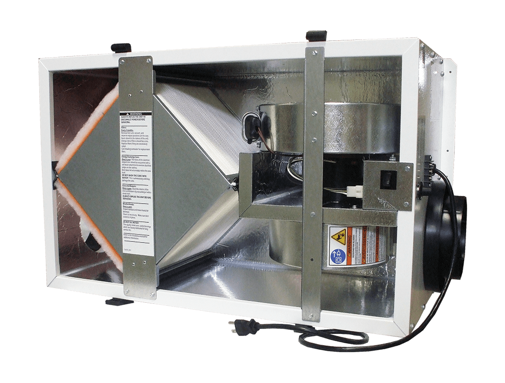 The RenewAire BR130 energy recovery ventilator (ERV) is designed for residential spaces. This ERV has an airflow range of 50–140 CFM.