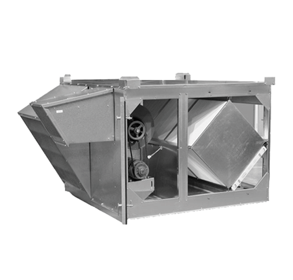 RenewAire HE3XRTC high-volume commercial ERV (1,100–2,400 CFM), designed as a Rooftop Unit Direct Connect for existing HVAC systems.