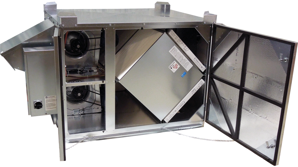 With a CFM range of 500-2,200, the HE2XRT energy recovery ventilator (ERV) can energy-efficiently ventilate commercial spaces.