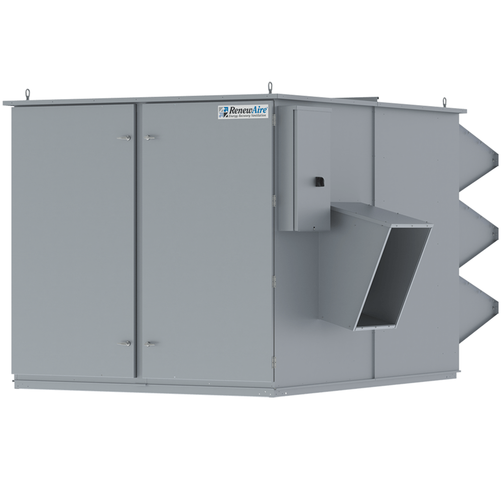 Avec une plage de CFM de 2 000 à 8 000, le ventilateur à récupération d'énergie (VRE) HE8XRT permet de ventiler efficacement les espaces commerciaux.