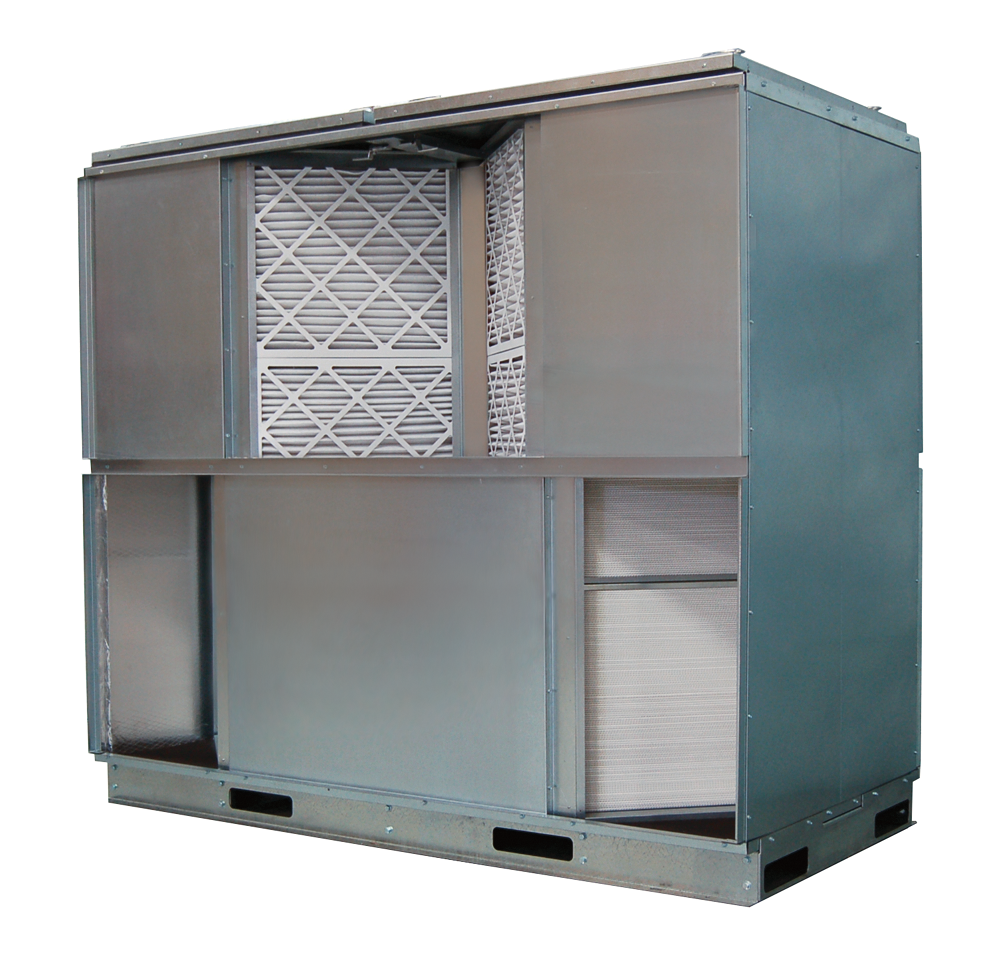 The RenewAire PA Series are modular arrays of 6, 8, 9, or 12 energy recovery cores that can be installed side-by-side. This series is designed for large-scale commercial applications and offers a CFM range of 1,500-13,200.