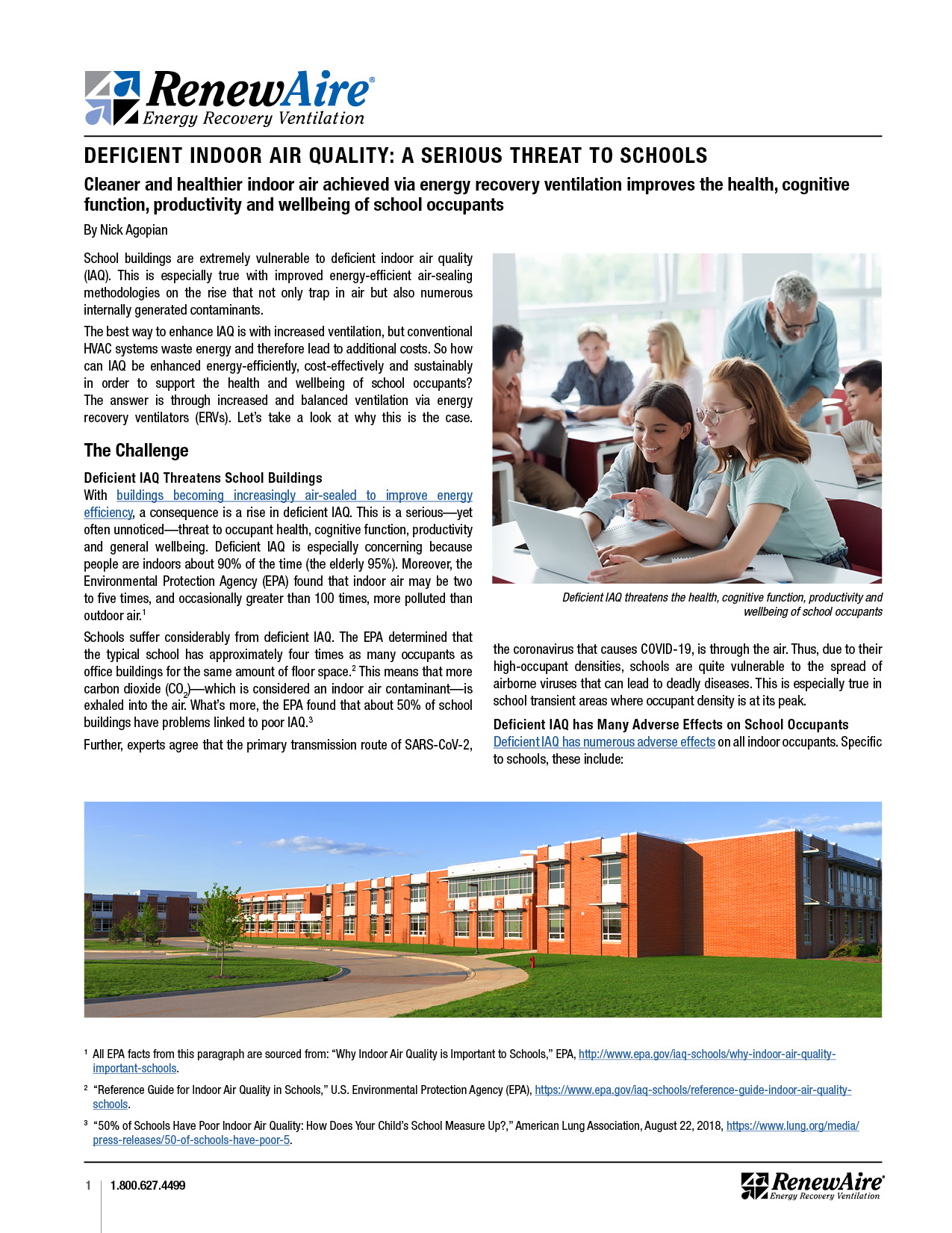 Deficient Indoor Air Quality: A Serious Threat to Schools