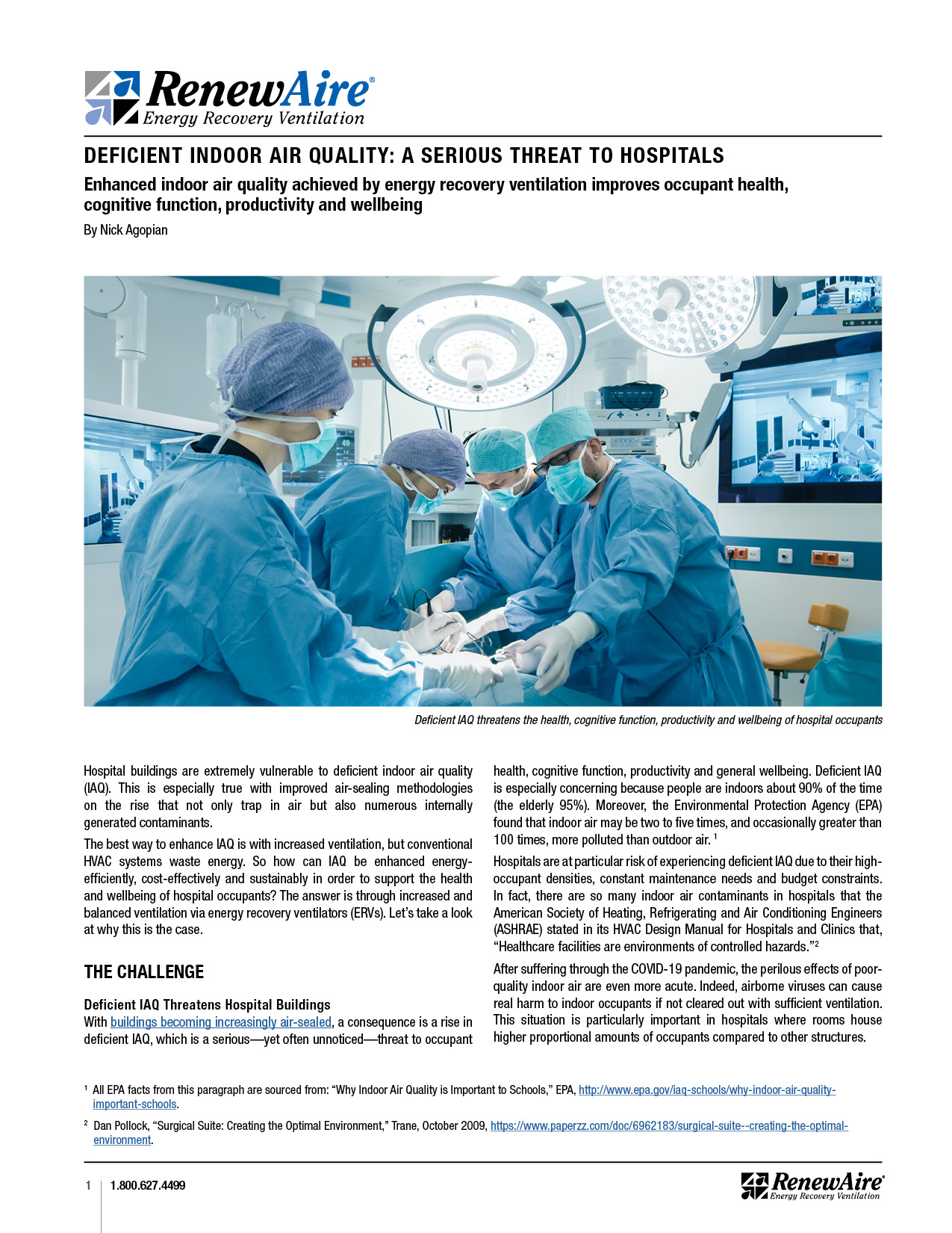 Deficient IAQ: A Serious Threat to Hospitals