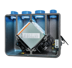RenewAire's Aeri™ MT energy recovery ventilator (ERV) is designed for residential environments, and has an airflow range of 35–255 CFM.