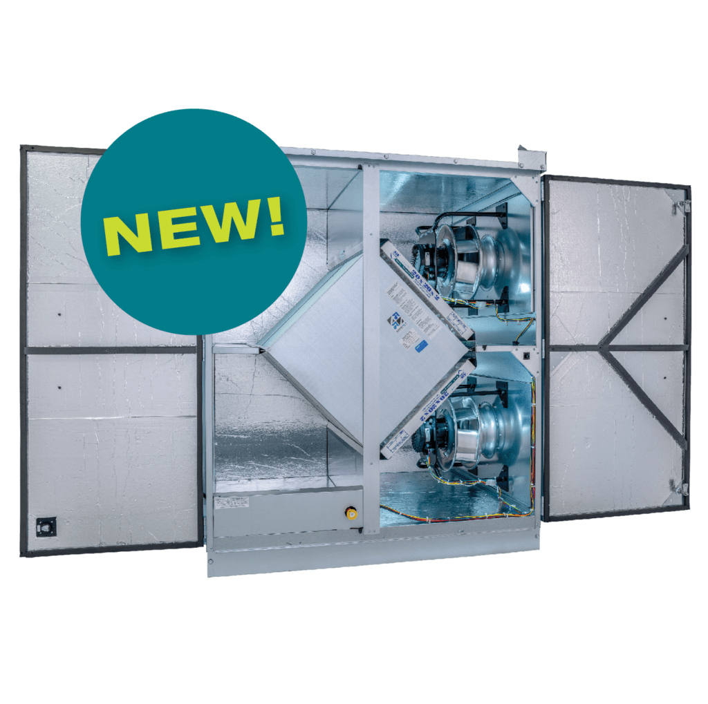 With a CFM range of 500-2200, the commercial HE20RT energy recovery ventilator (ERV) provides energy-efficient ventilation.