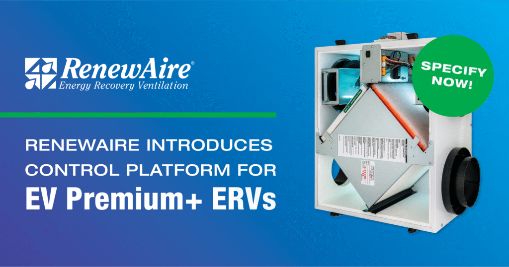 RenewAire EV Premium Plus ERV unit, built for compliance standards