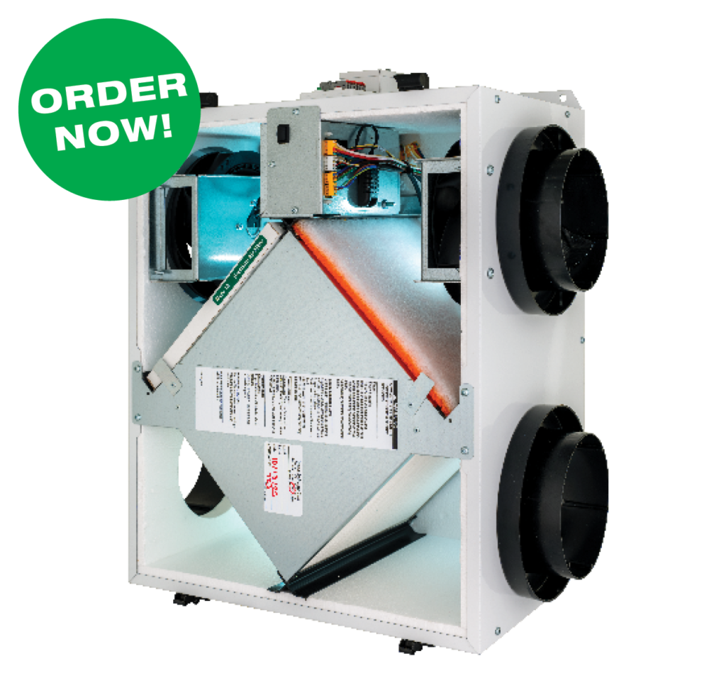 EV Premium+ SH energy recovery ventilator (ERV) is 2025 CEC Title 24, part 6 compliant with an airflow range of 30–130 CFM.