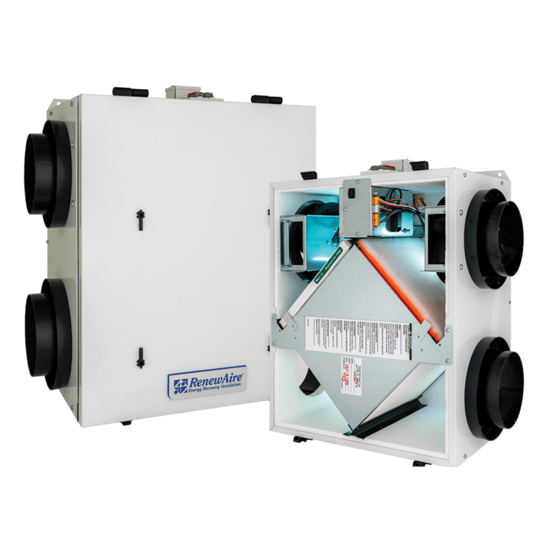 Ventiladores con recuperación de energía (ERV) de la serie RenewAire EV Premium: unidades con núcleo celulósico G5 de alta eficiencia para la calidad del aire interior (IAQ) en viviendas y locales comerciales pequeños.