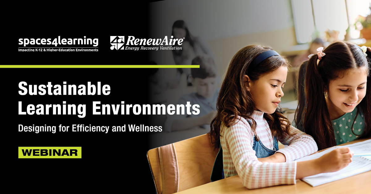Learn how schools can lower energy costs and improve student wellness through sustainability. Watch this Spaces4Learning webcast (sponsored by RenewAire).